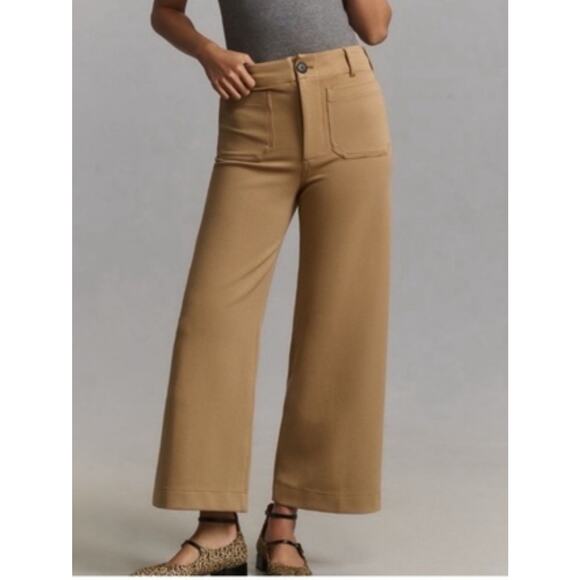 Anthropologie Pants - Anthropologie Colette Cropped Wide-Leg Pants Maeve Knit Khaki 30